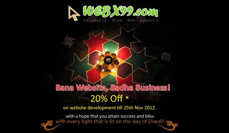 This Diwali “Bana Website Badha Business” 20% off on Web Development Charges